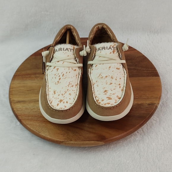 Ariat Women’s Slip On Shoes Cow Hair On Hide Top Suede Sides 10044589 - Picture 2 of 8